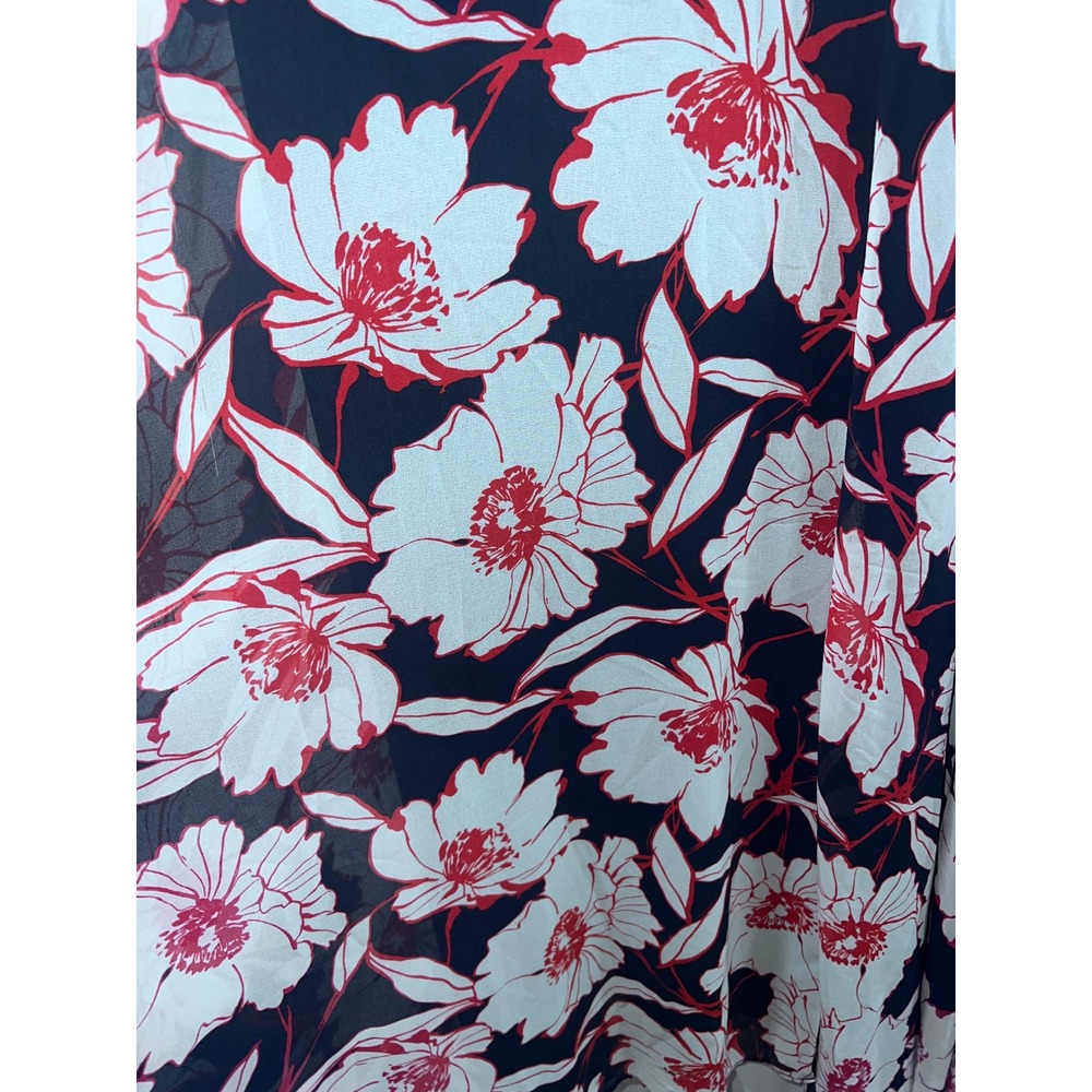 Karl Lagerfeld Paris Womens Floral Chiffon Maxi Dress Navy Pink 8 Wedding Guest - Picture 5 of 7